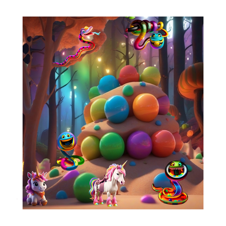sizzle skittle snakes,sparkles the unicorn,sparkles,the magic skittles tree,the haunted magical forest,phoebe cooper